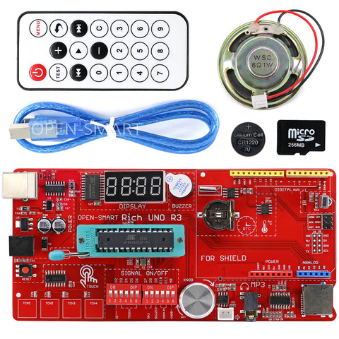 Rich Multifunction UNO R3 Atmega328P Development Board Kit for Arduino with MP3 /DS1307 RTC /Temperature /Touch Sensor module ► Photo 1/6