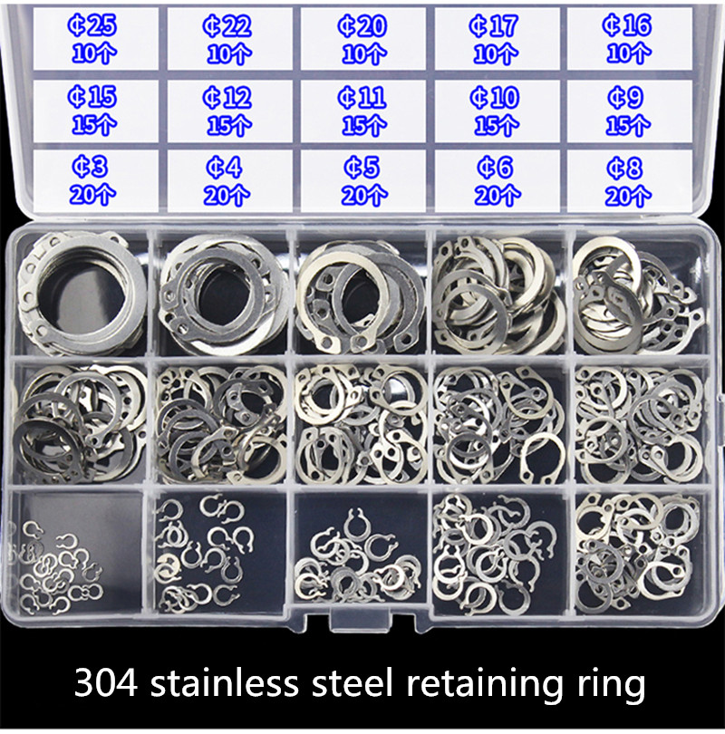 230Pcs 15 Kinds of Steel Internal Circlip Retaining Ring Snap Ring Washer Kit 
