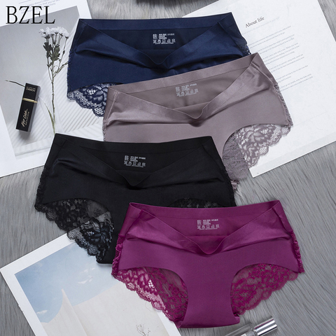 Lace Panties Women's Print Seamless Mid-waist Large Size
