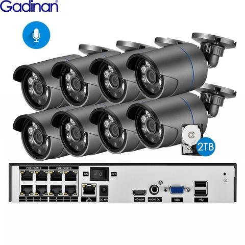Gadinan 8CH 5MP POE NVR CCTV System Kit 3.0MP 2304x1296P Audio IP Camera P2P Outdoor IR Night Vision Surveillance Set ► Photo 1/5