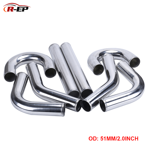 R-EP Universal Aluminum Tube 51mm 2inch Cold Air Intake Pipe for Racing Car Turbo High Flow 0/45/90/180 Degrees L S Type ► Photo 1/6