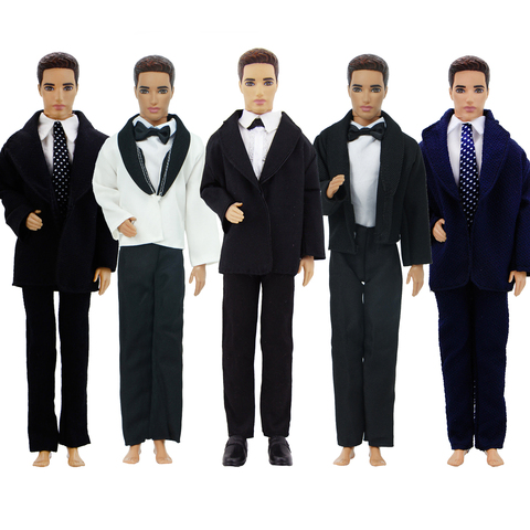 Handmade Doll Accessories Men Outfit Shirts + Coat + Trousers Tie Bow Formal Suit Tuxedo Clothes for Barbie Ken Doll Toy ► Photo 1/6