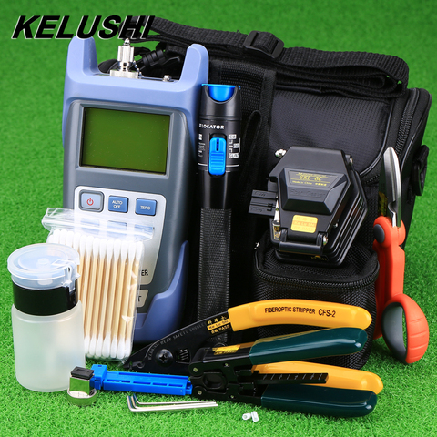 KELUSHI 18pcs/set FTTH Tool Kit with SKL-6C Fiber Cleaver Optical Power Meter 1mW Visual Fault Locator Fiber Optic Stripper ► Photo 1/1