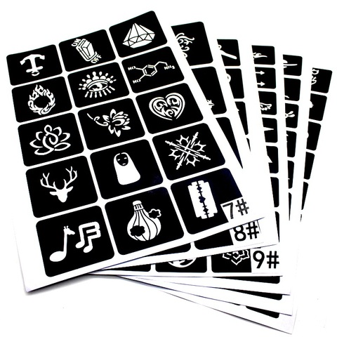 141pcs Small Reusable Face Body Painting Tattoo Stencil Sticker Temporary Airbrush Geometric Floral Fairy Tattoo Stencils Set ► Photo 1/6