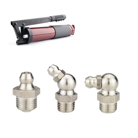 10pc Butter gun fittings M6 M8 M10 Male thread Grease zerk nipple Oil mouth 45 90 Degree universal joint grease gun Nozzles ► Photo 1/6