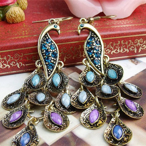 crystal earrings long vintage peacock eardrop ethnic earrings for women 2016  animal trendy Fine jewelry christmas ► Photo 1/5