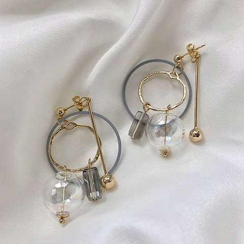 Original Cool Geometric Bubble Dangle Earrings For Women 2022 Unique Gold Tone Glass Ball Drop Earrings Top Quality Bijoux ► Photo 1/4