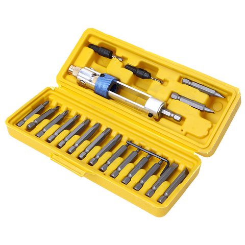 Jewii 20Pcs Half Time Drill  Multi Screwdriver Sets High Speed Steel 16 Different Kinds Head Countersink Bits Allen Wrench ► Photo 1/6