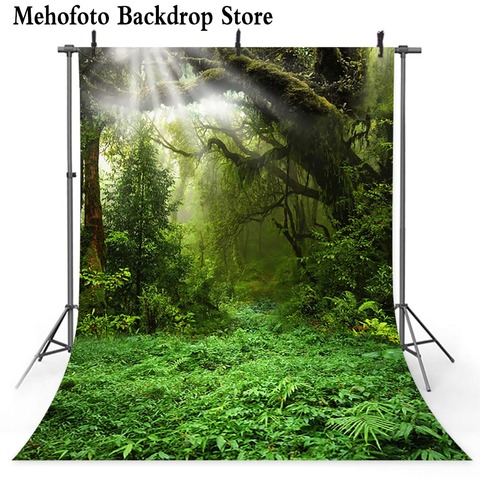 Mehofoto Jungle Safari Party Photography Backdrop Forest Tree Green Photo Background Theme Party Decoration Vinyl Seamless Cloth ► Photo 1/6