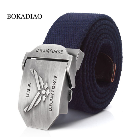 BOKADIAO Men&Women Military Canvas belt luxury U.S.AIR FORCE Metal buckle jeans belt Army tactical belts for Men waistband strap ► Photo 1/6