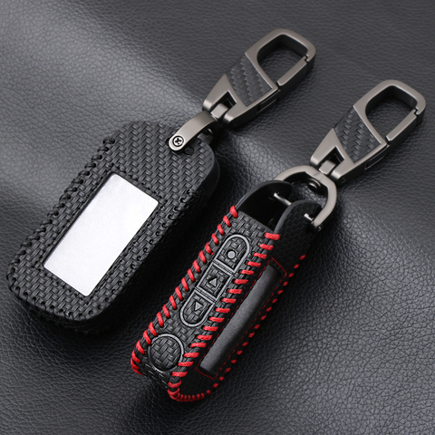 Carbon Fiber Style A93 Leather Key Case for Starline A93 A63 A39 A36 Two Way Car Alarm LCD Remote Control Keychain Fob Cover ► Photo 1/6