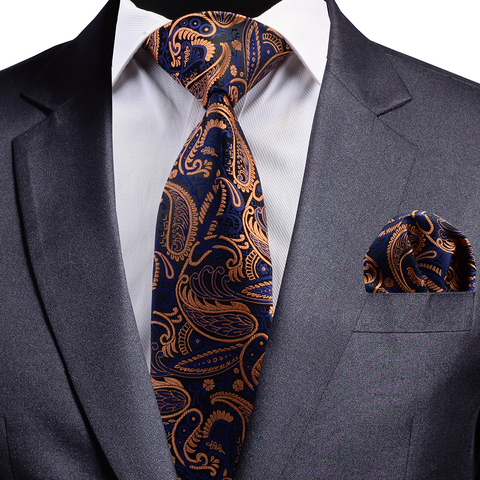 GUSLESON New Quality Floral Wedding Tie Fashion Plaid Striped Paisley Silk Necktie and Pocket Square Set for Party Business ► Photo 1/6