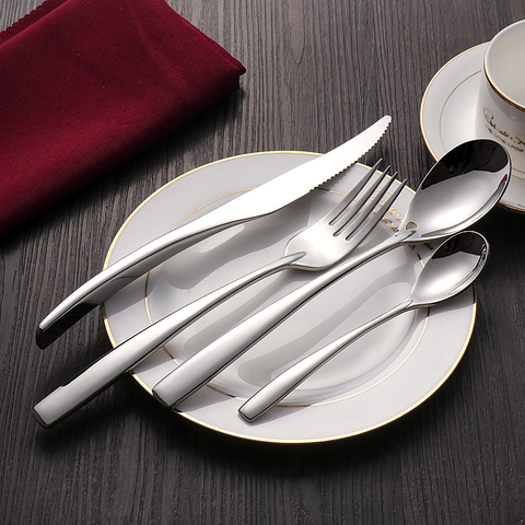 24pcs Dinnerware Set Stainless Steel Knives Forks S poons Royal Silver Cutlery Set Dinner Service kitchen knives & accessories ► Photo 1/6
