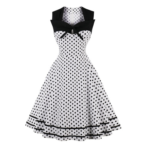 Polka Dot Women Retro Dress Female Sleeveless 1950s 60s Robe Vintage  pin up Rockabilly Party Dresses Plus size 4XL vestidos ► Photo 1/6
