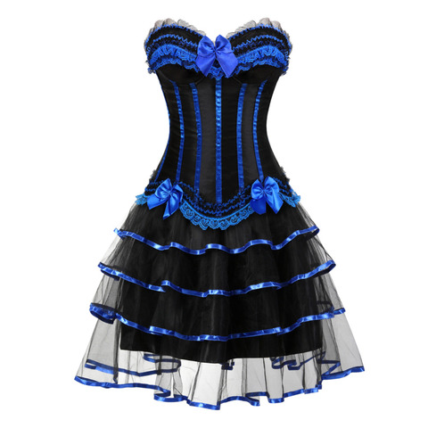 2017 New Sexy women's  Overbust corset halloween dress showgirl costume mini tutu Skirt petticoat carnival dress waist cincher ► Photo 1/5