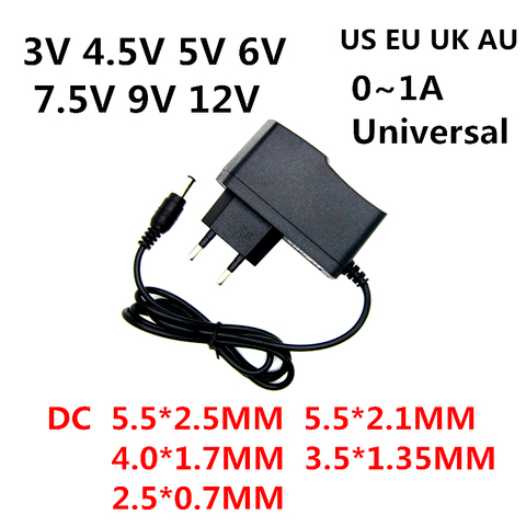 AC 100-240V DC 3V 4.5V 5V 6V 7.5V 9V 12V 0.5A 1A Universa AC / DC adapter charger power supply for LED light strip US EU AU UK ► Photo 1/2