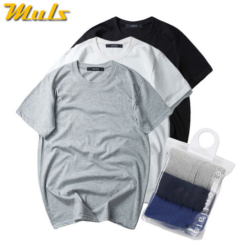 7XL 3Pcs/Lot Basic Tops Tees Men T-shirts Summer cotton short comfortable Brand male Tshirts quick dry Solid simple clothing man ► Photo 1/6