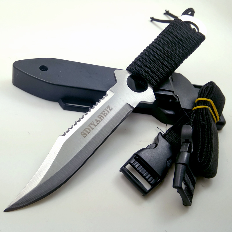 Fixed Blade Outdoor Hunting Tactical Survival Titanium Stainless Steel Knives 