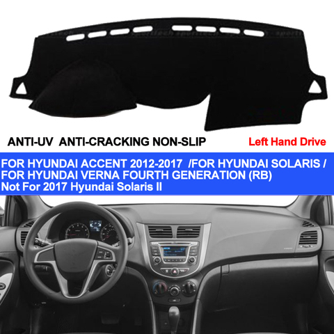 TAIJS Car Dashboard Cover For Hyundai Accent Verna 2012 2013 2014 2015 2016 2017 Solaris Dash Mat Pad Carpet Anti-UV Anti-slip ► Photo 1/6