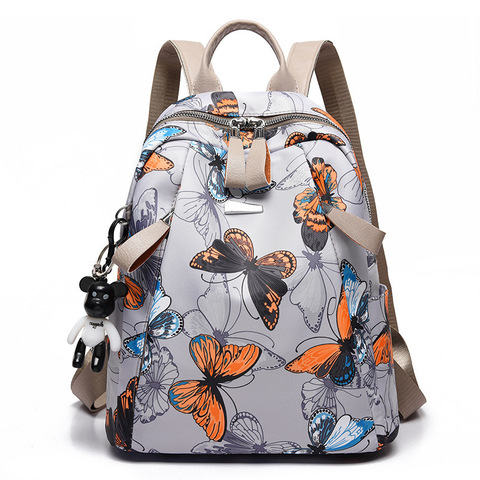 Anti-thief Feather Print Backpack Female Oxford Cloth Waterproof Travel Casual Schoolbag  Brand Ladies Large Capacity Backpack ► Photo 1/6