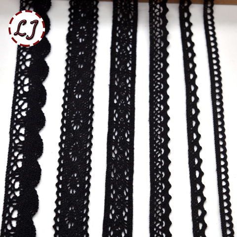 Hot sale new arrived 5yd/lot black lace fabric ribbon cotton lace trim sewing material for home curtains garment accessories DIY ► Photo 1/4