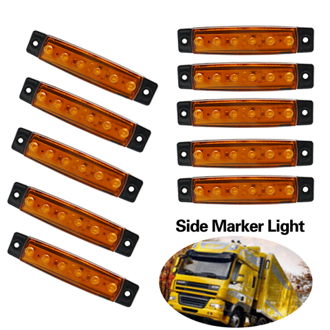 10Pcs 12V 6Led Amber Side Marker Light Trailer Marker Light Truck Rear Side Marker Lamp Amber Led Marker Light For Truck caravan ► Photo 1/6