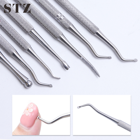 STZ Double Headed Professional Nail Cuticle Pusher Remover Tools Stainless Steel Corrector Pick Trimmer Nail Art Manicure G01-07 ► Photo 1/6