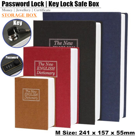Kid Gift Dictionary Mini Safe Box Book Hidden Secret Security Safe Key Lock Money Jewellery Certificate Storage Password Locker ► Photo 1/6