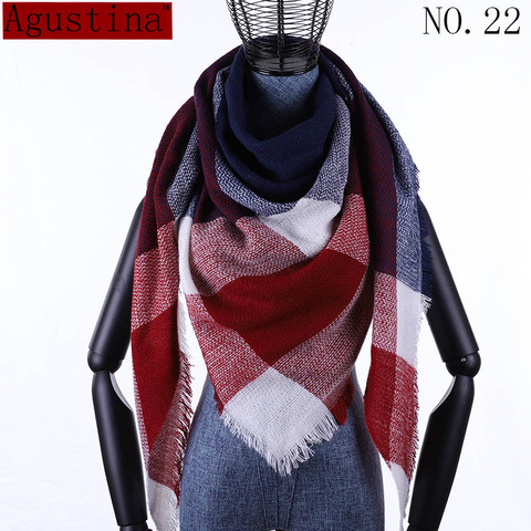 women Plaid scarf winter cashmere tartans scarf shawl poncho triangle scarfs luxury capes pashmina ladies scarves womens shaws ► Photo 1/6