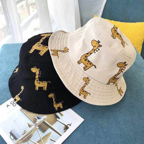 Spring Autumn Children's Bucket Hats Cartoon giraffe Sun Hat Girls