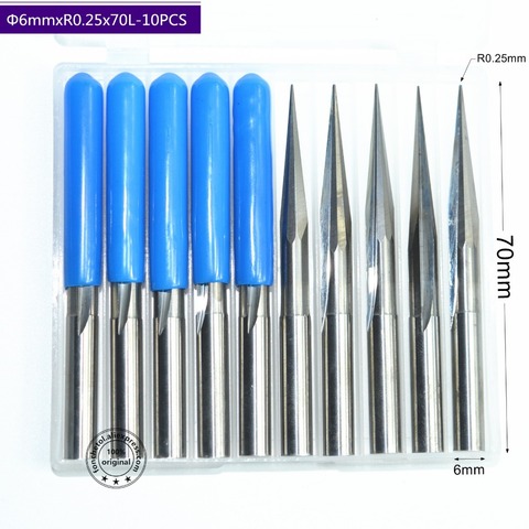 6mm*8degree*R0.25*70L,Free shipping CNC solid carbide End Mill,woodworking router bit,taper ball nose milling cutter,relief tool ► Photo 1/6