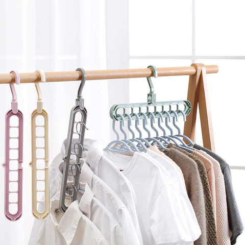 Coat Clothes Hanger Organizer 9 Holes Support Clothes Scarf Drying Racks 