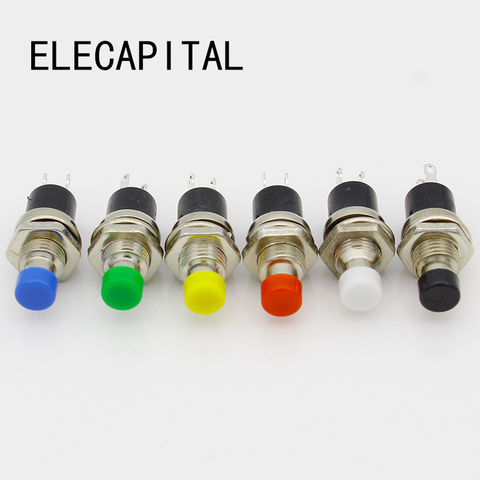 10Pcs 7mm Thread Multicolor 2 Pins Momentary Push Button Switch ► Photo 1/6