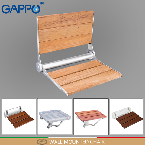 GAPPO wall mounted shower seats folding chair seat wooden bathroom chair seat bath shower chair shower folding seat ► Photo 1/6