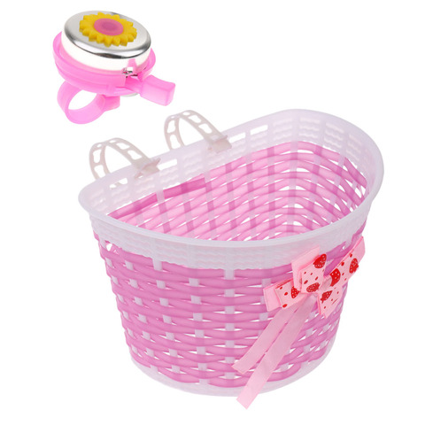 Cycling Bike Front Basket Bicycle Cycle Shopping Stabilizers + Bell for Child Kids Girls ► Photo 1/6