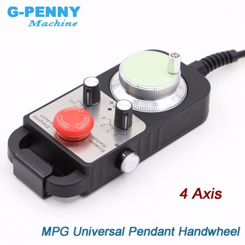 Free Shipping! Universal CNC 4 Axis MPG Pendant Hand wheel 100 pulse 5v & & Emergency Stop CNC Router HandWheel 4axis type ► Photo 1/6