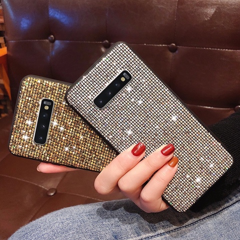 For Samsung Galaxy S10 Plus S10e S9 S8 Note 8 Note 9 Case With Rhinestones Luxury Glitter Bling Silicone Back Cover S10 Case ► Photo 1/6