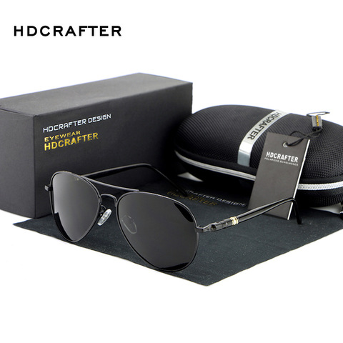 HDCRAFTER Pilot Men Polarized Sunglasses Retro Male Driving Glasses Vintage Eyewear Accessories Outdoor Fishing Shades UV400 ► Photo 1/5