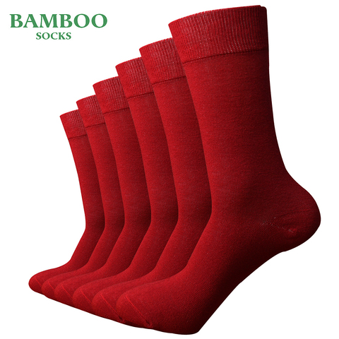 Match-Up  Men Bamboo red Socks Breathable Anti-Bacterial man Business Dress Socks (6 Pairs/Lot) ► Photo 1/5