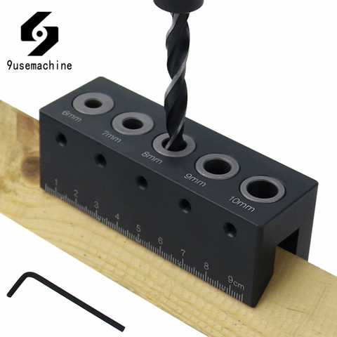Wood Doweling Jig Straight Angle Guide Pocket Hole Jig Kit Aluminum Alloy Hole Drill Guide Locator Carpentry Woodworking Tools ► Photo 1/6