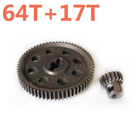 RC Car Parts 11184 Metal Diff.Main Gear 64T &11119 Motor Gears 17T RC Parts For 1/10 Scale Models HSP Truck Hobby Baja Himoto ► Photo 1/2