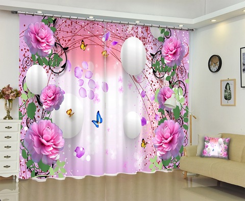 Pink curtains Luxury Blackout 3D Window Curtains For Living Room Bedroom Customized size Drapes Cortinas Rideaux Cushion cover ► Photo 1/5