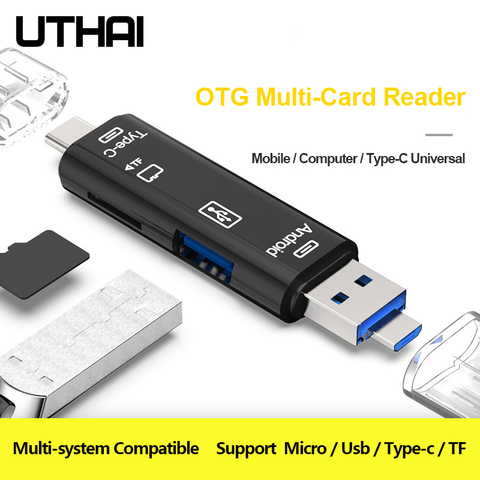 Type C&MicroUSB & USB 3 In 1 OTG Card Reader High-speed Universal OTG TF/USB for Android Computer Extension Headers ► Photo 1/6