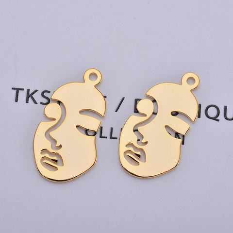 10x20MM 18x34MM 24K Gold Color Brass Hollow Face Pendants Charms High Quality Diy Jewelry Findings Accessories ► Photo 1/5
