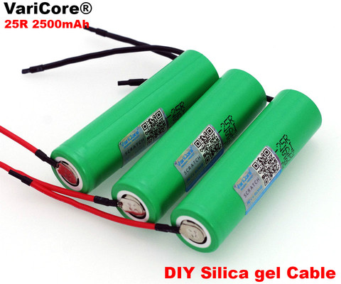 VariCore  New 18650 2500mAh Rechargeable battery 3.6V INR18650-25R 20A discharge + DIY Silica gel Cable ► Photo 1/1