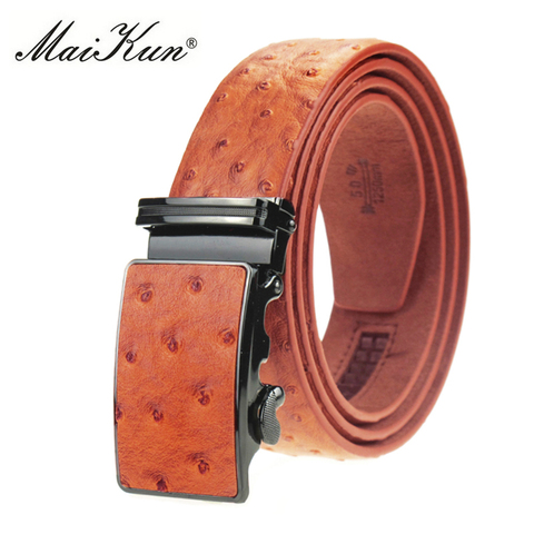 Maikun Luxury Genuine Leather Belts for Men Belt Ostrich Grain Cowskin Automatic Buckle Belt Ceinture Homme Cinto Masculino ► Photo 1/6