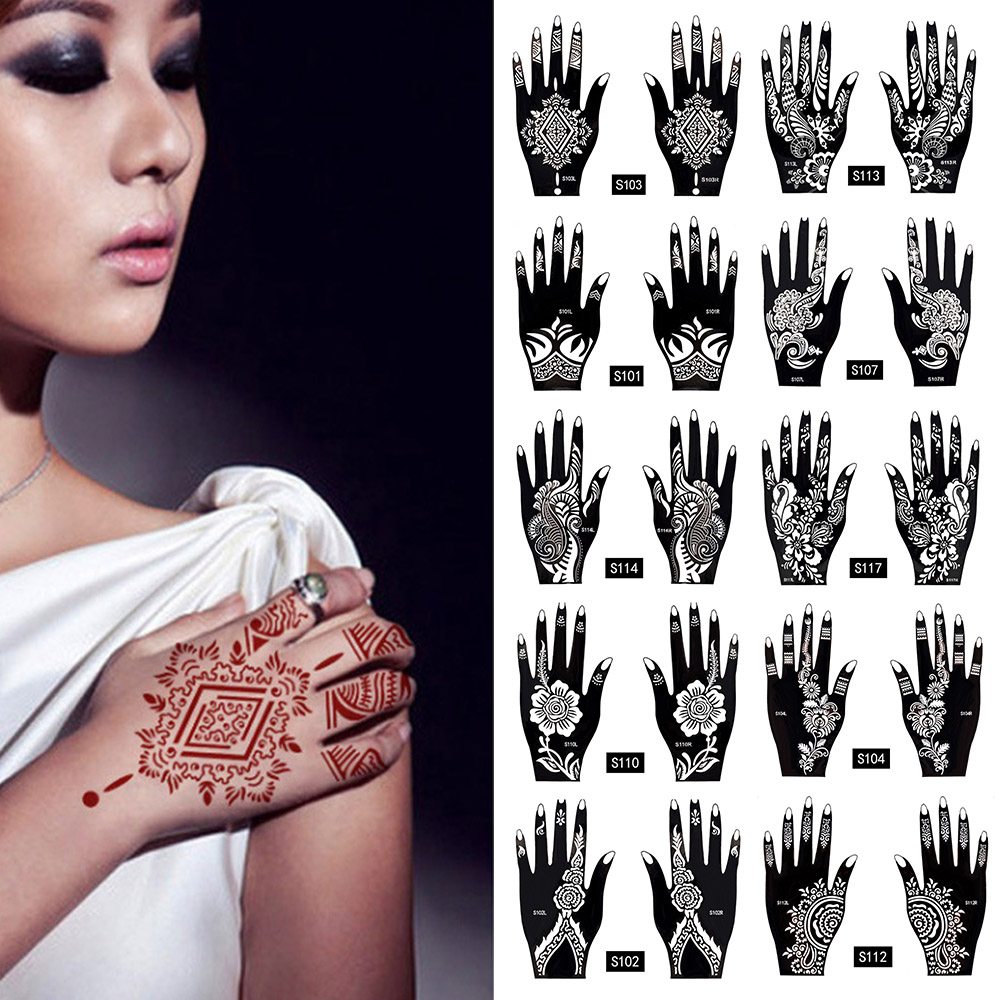 16 Sheets Temporary Henna Tattoo Kit, 87 Pcs Reusable Tattoo Stencils Sets  India
