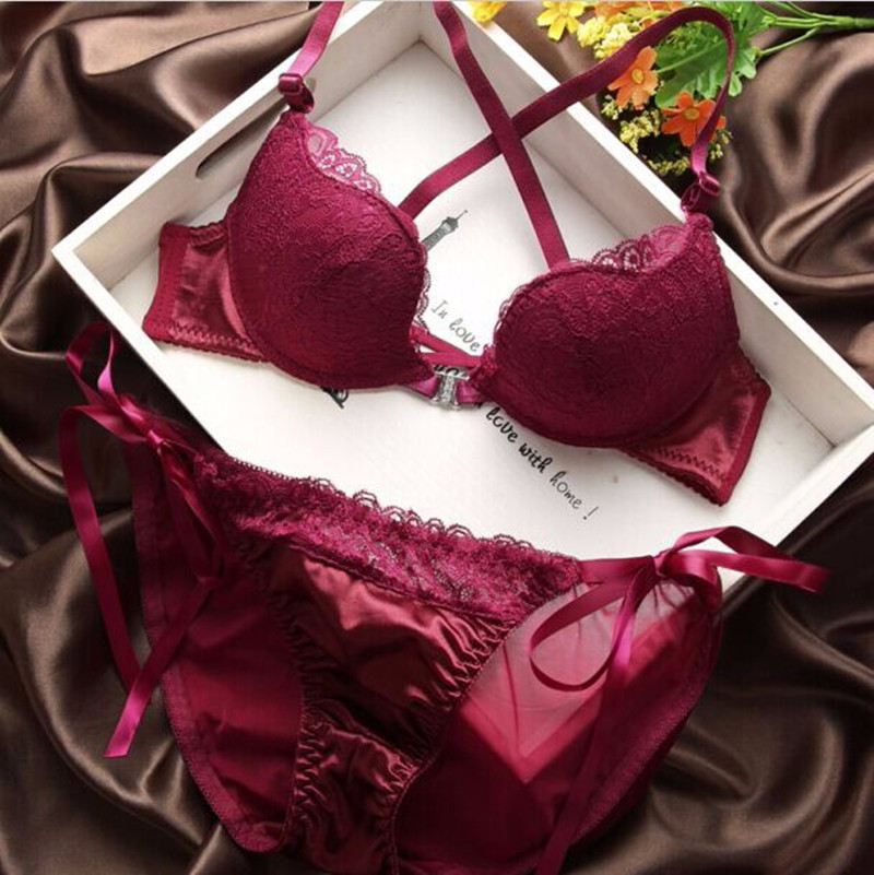 2015 high quality deep V brand sexy big size push up bra set floral  embroidery lace women underwear set bra and panties