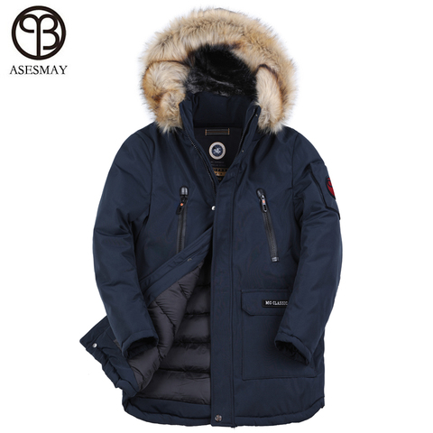 Asesmay 2022 Winter Men Jacket Very Thick Warm High Quality Men's Medium Long Parka Winter Coat Artifical Fur Hooded Plus Size ► Photo 1/6