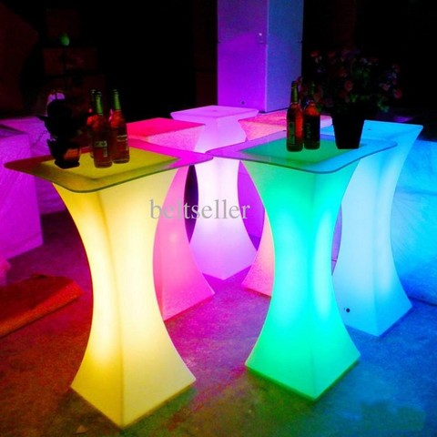 Rechargeable LED illuminated cocktail table waterproof glowing led bar table lighted up coffee table bar kTV disco party supply ► Photo 1/6